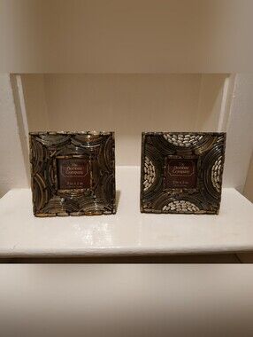 Vintage NWT Pair Bombay & Co. Glass Mosaic Mini Photo Frames